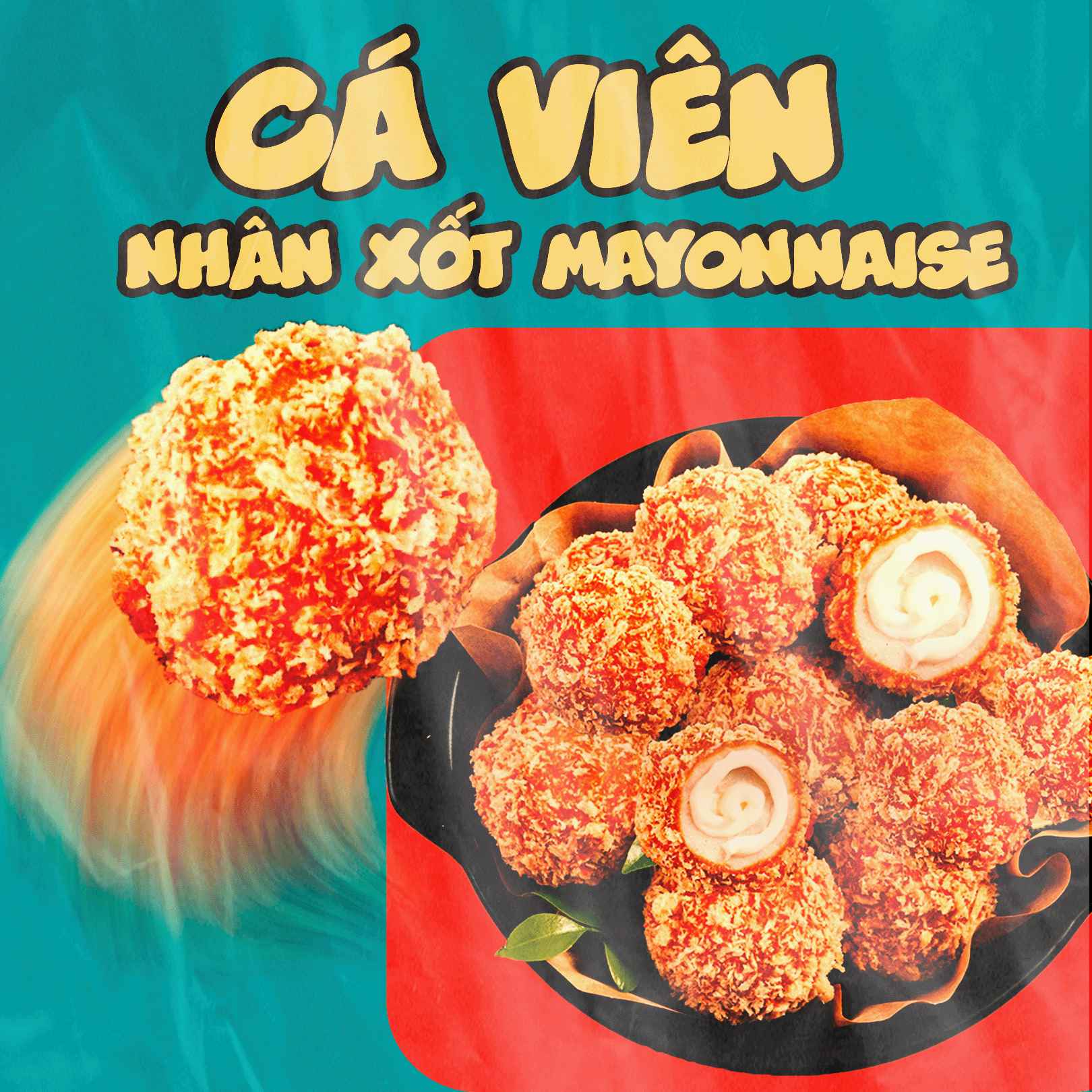 Cá Viên Nhân Xốt Mayonnaise Viên Cá Cam Gói 500gr - Thương Hiệu Đen Đỏ