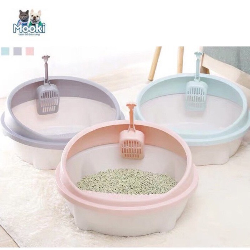 Khay vệ sinh cho chó, khay vệ sinh cho mèo hình tròn tặng kèm xẻng xúc Mooki Pet
