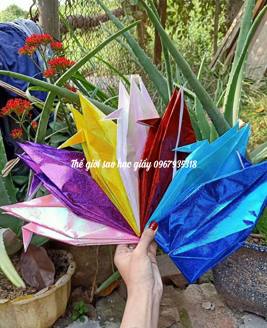 Hạc giấy óng ánh gấp sẵn 10 màu
