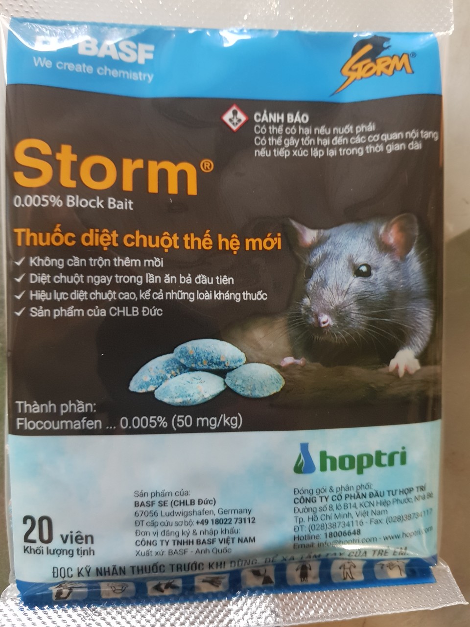 Bả Diệt Chuột STORM(Gói 20 Viên): Thuốc Diệt Chuột Thế Hệ Mới của CHLB Đức; Thuốc Diệt Chuột STORM gói 20 viên