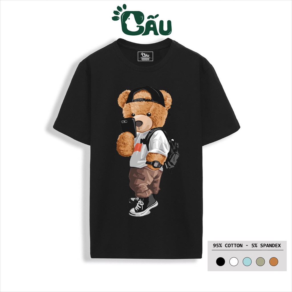 Áo thun nam GẤU 194 Gấu Teddy Hiphop Ngầu cổ tròn tay ngắn vải coton co dãn, dày dặn, form regular fit - Gấu Cực Ngầu