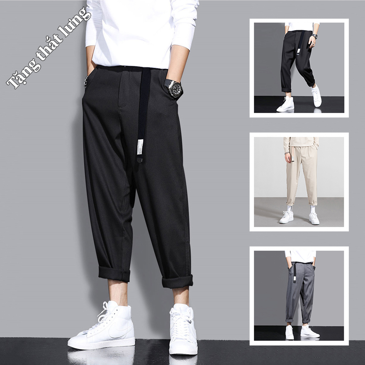 [RẺ VÔ ĐỊCH+FREESHIP MAX 15K] Quần Baggy Nam Chinos Quần Tây Âu Xắn Gấu Ống Suông Basic Lưng Cài Kiểu Dáng Hàn Quốc Trẻ Trung Thời Trang FASHION4MENHN JOGGER NAM 9000066C