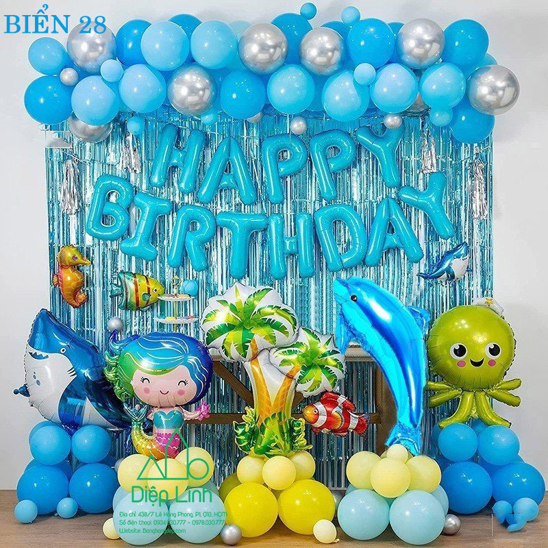 [HCM]Sét Bóng Trang Trí Sinh Vật Biển Cá Tôm Bạch Tuộc - Diệp Linh