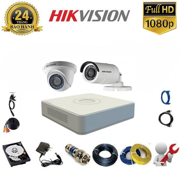 Trọn bộ 2 Camera Hikvision Full HD 1080P