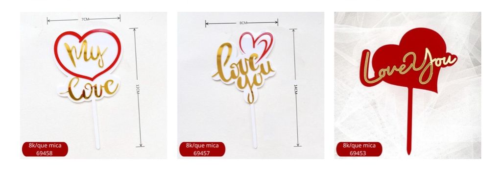 Que cắm mica chữ love mix mẫu