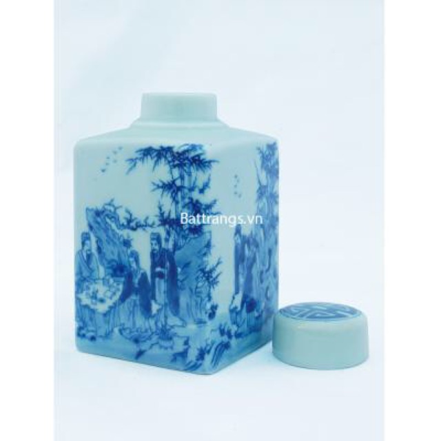 Lọ chè vẽ trúc lâm thất hiền