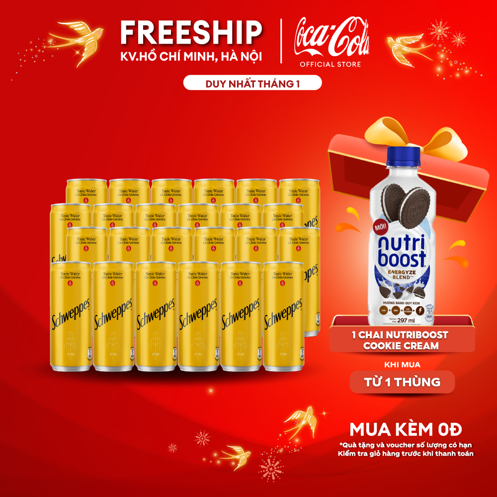 Lốc 24 Lon Soda Schweppes Tonic (320ml/Lon)