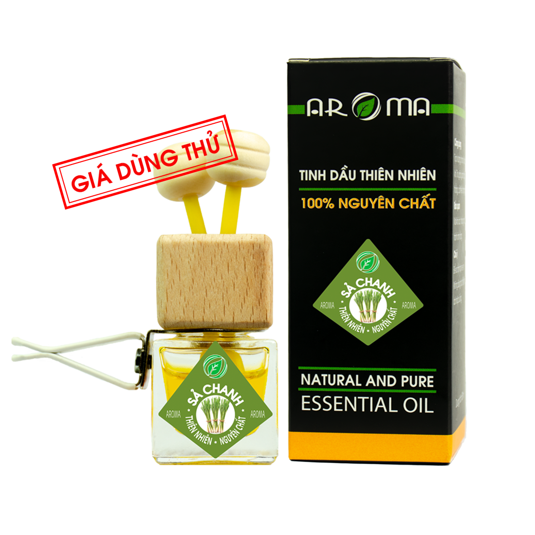 [Giá dùng thử] Tinh dầu Sả Chanh Lemongrass AROMA chai vuông tự khuếch tán kẹp điều hòa xe ô tô, quạt, tủ áo, bàn làm việc