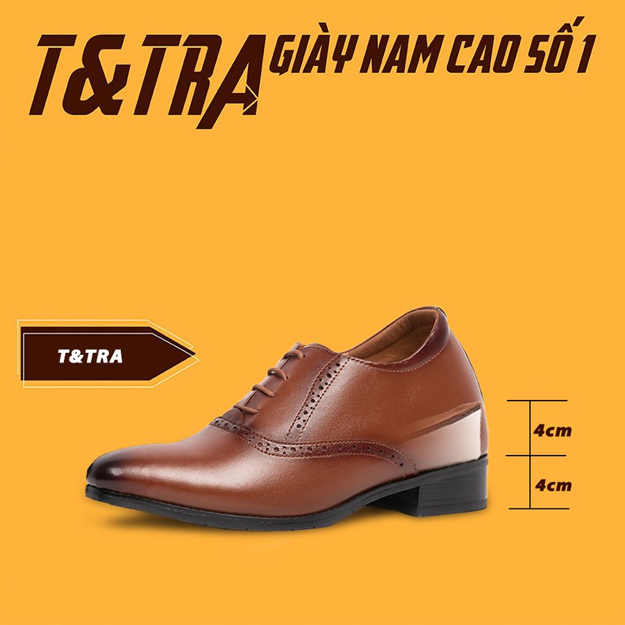[8cm] shoes height increasing Men T&TRA S1034 Brown