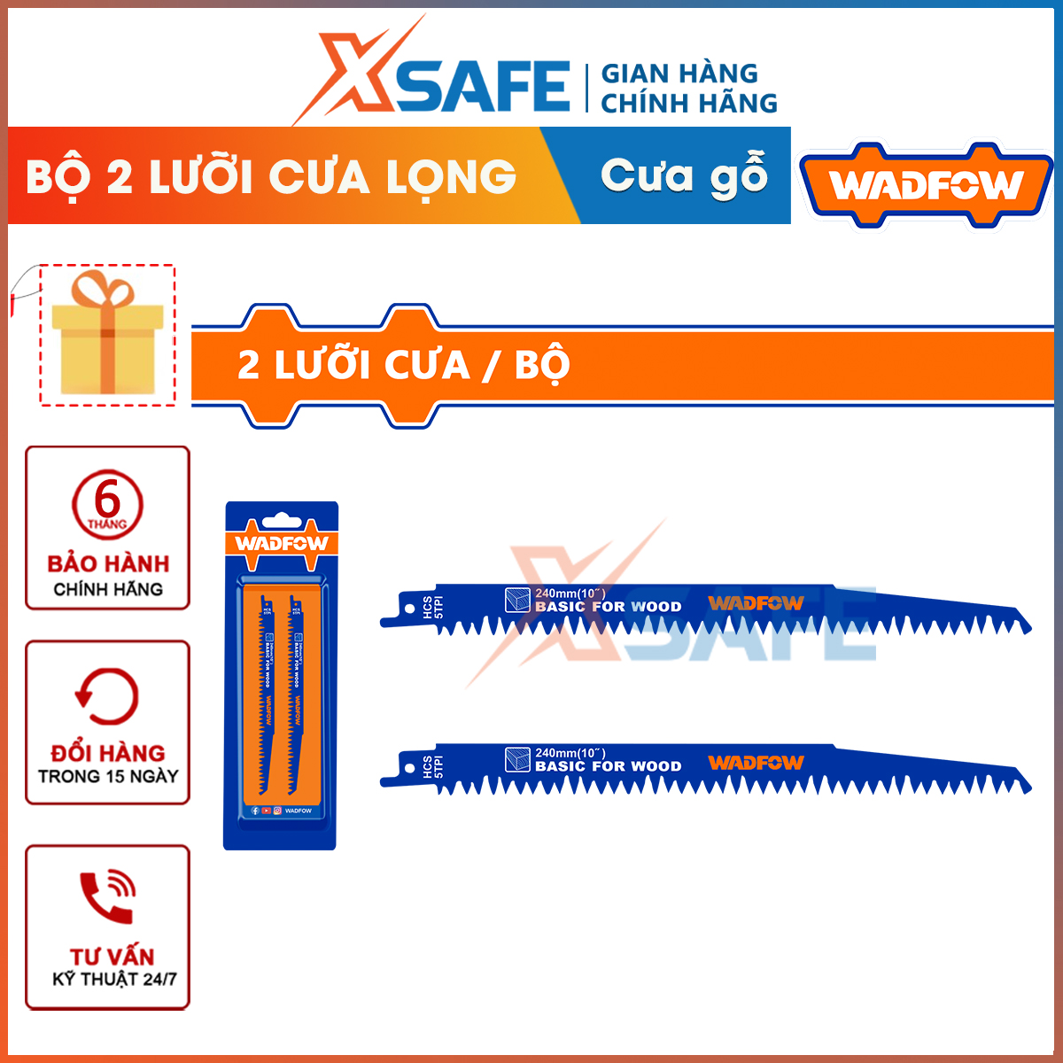 Set of 2 sword saw blades 240mm wadfow wjt1531l