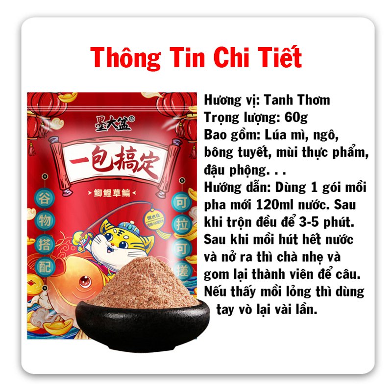 Mồi câu cá mèo thần tài vị thơm thế hệ mới, mồi câu trắm, mồi câu chép, mồi câu trắm, mồi câu diếc... - đồ câu dhs
