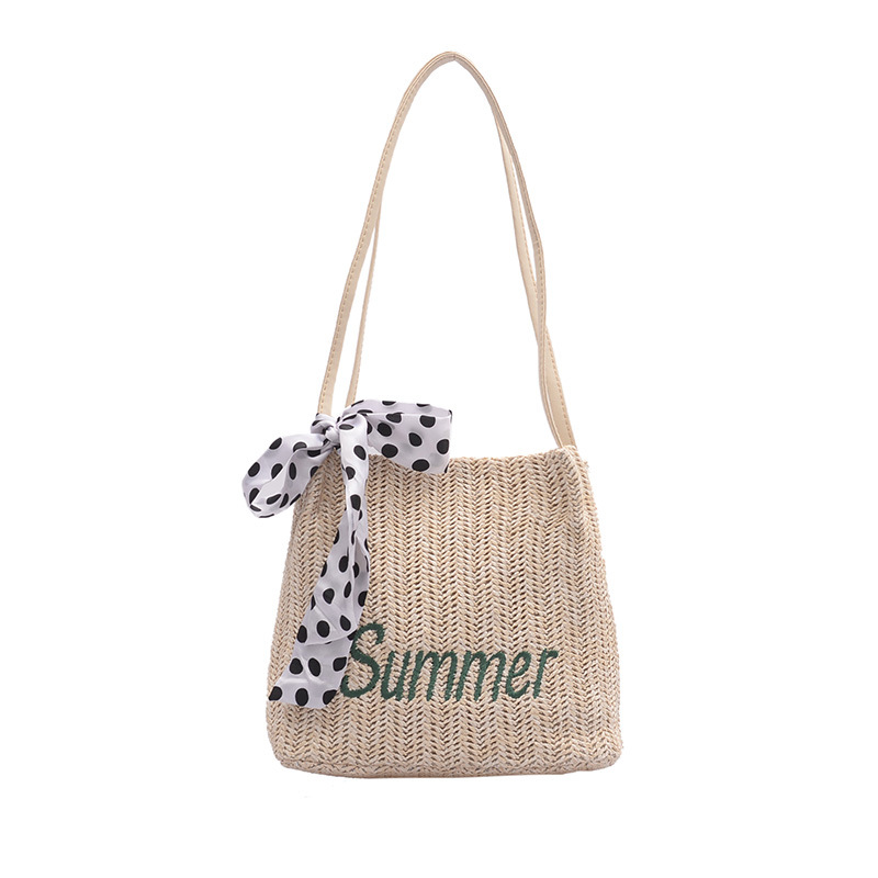 Túi Cói Xô Đi Biển Summer Phối Khăn Nơ Cực Xinh L1355 - LoanTay