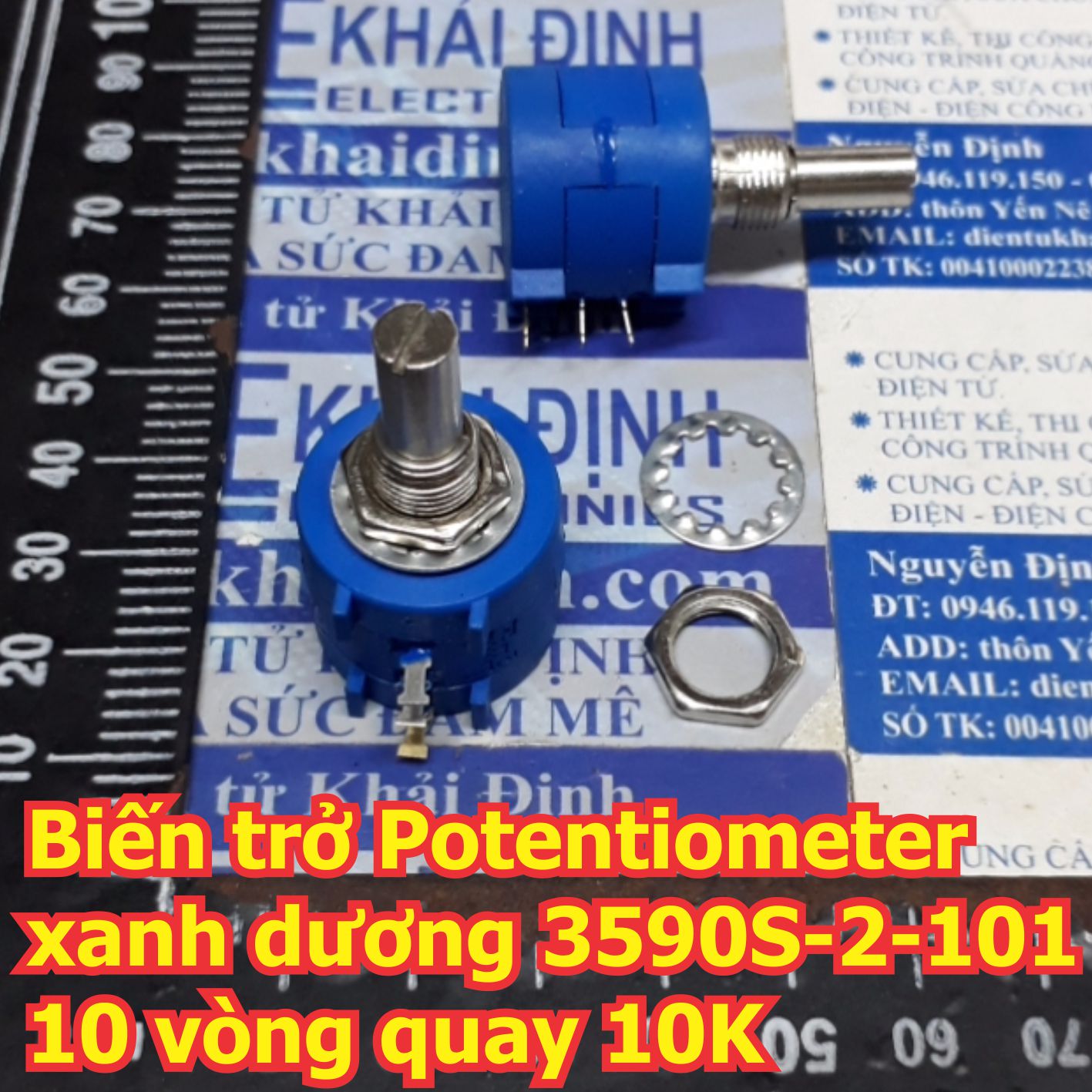 Biến trở potentiometer xanh dương 3590s-2-101 3590 10 vòng quay 100ohm 1k 2k 10k 50k 100k kde6214