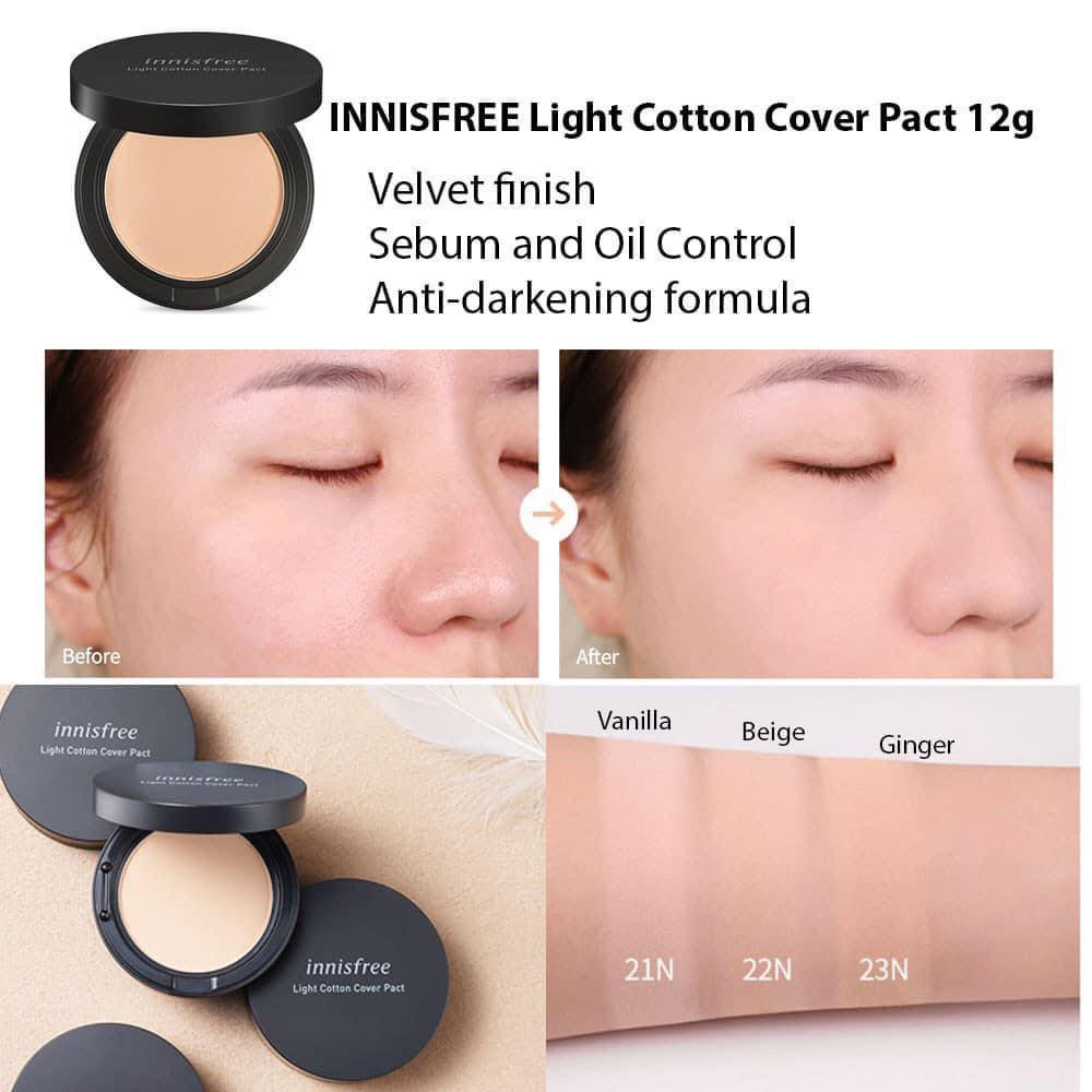 Phấn phủ nén Innnisfree Light Cotton Cover Pact 12g