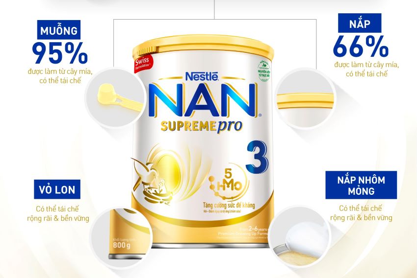 Sữa bột Nan Supreme 5HMO 3 800g Mới
