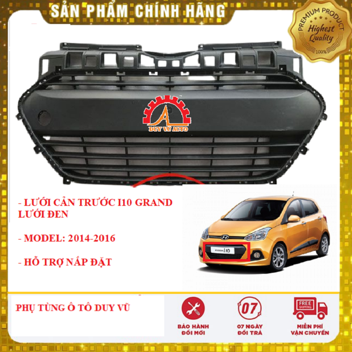 Lưới cản trước hyundai i10 grand lưới đen đời 2014-2016