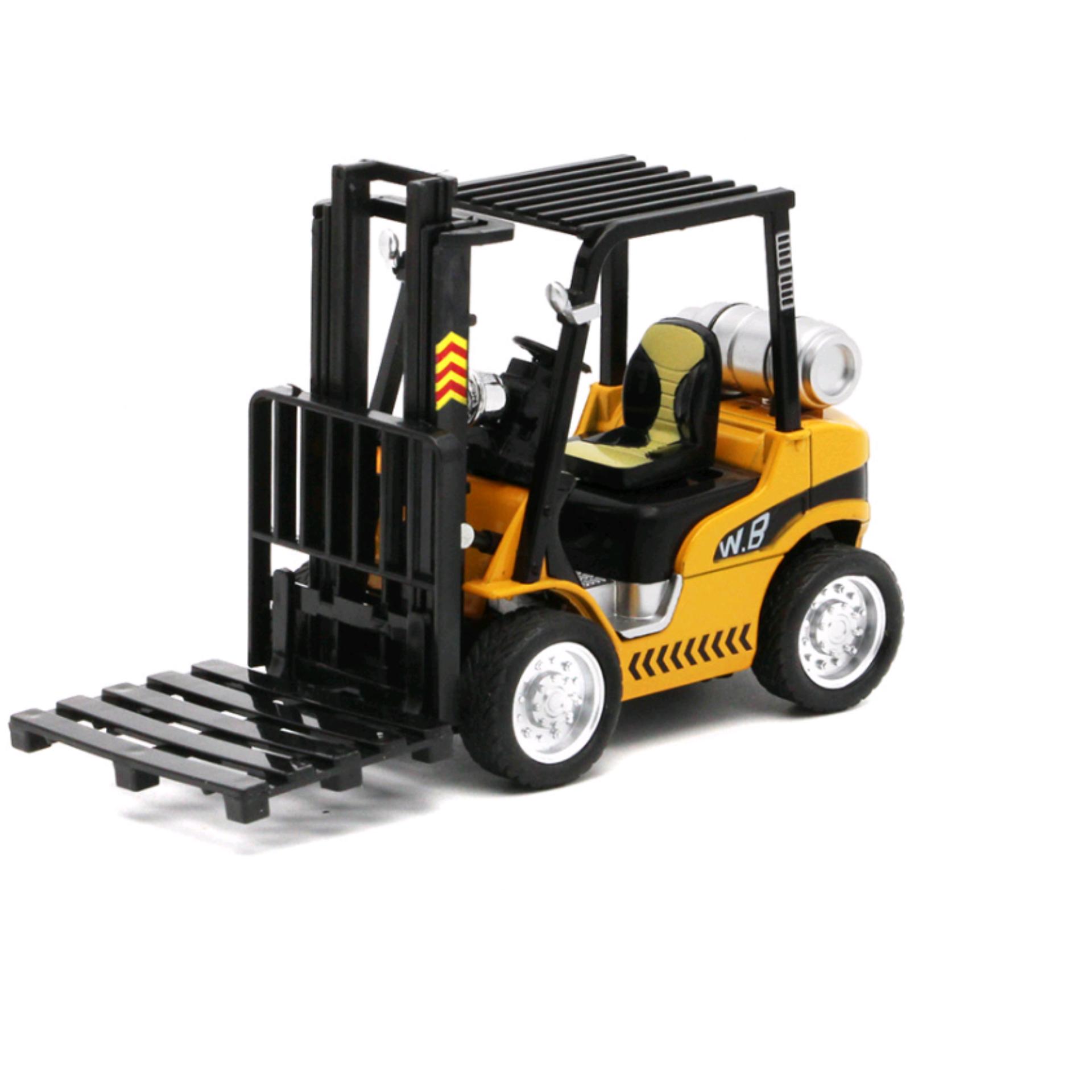 Đồ chơi trẻ em Xe nâng hàng die cast bằng sắt chạy cót tỉ lệ 1:24 xe có nhạc và đèn