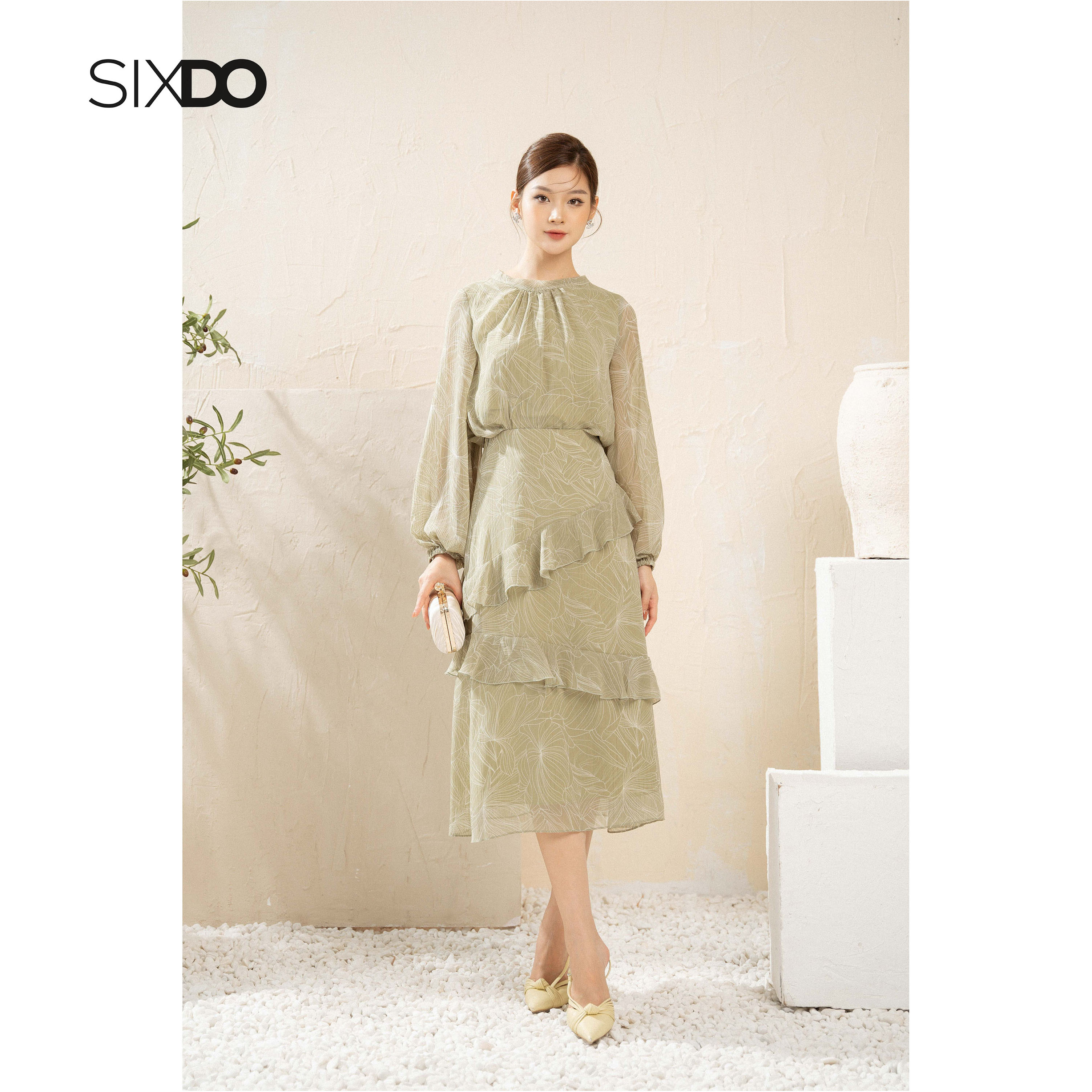 Chân váy voan phối bèo thời trang SIXDO