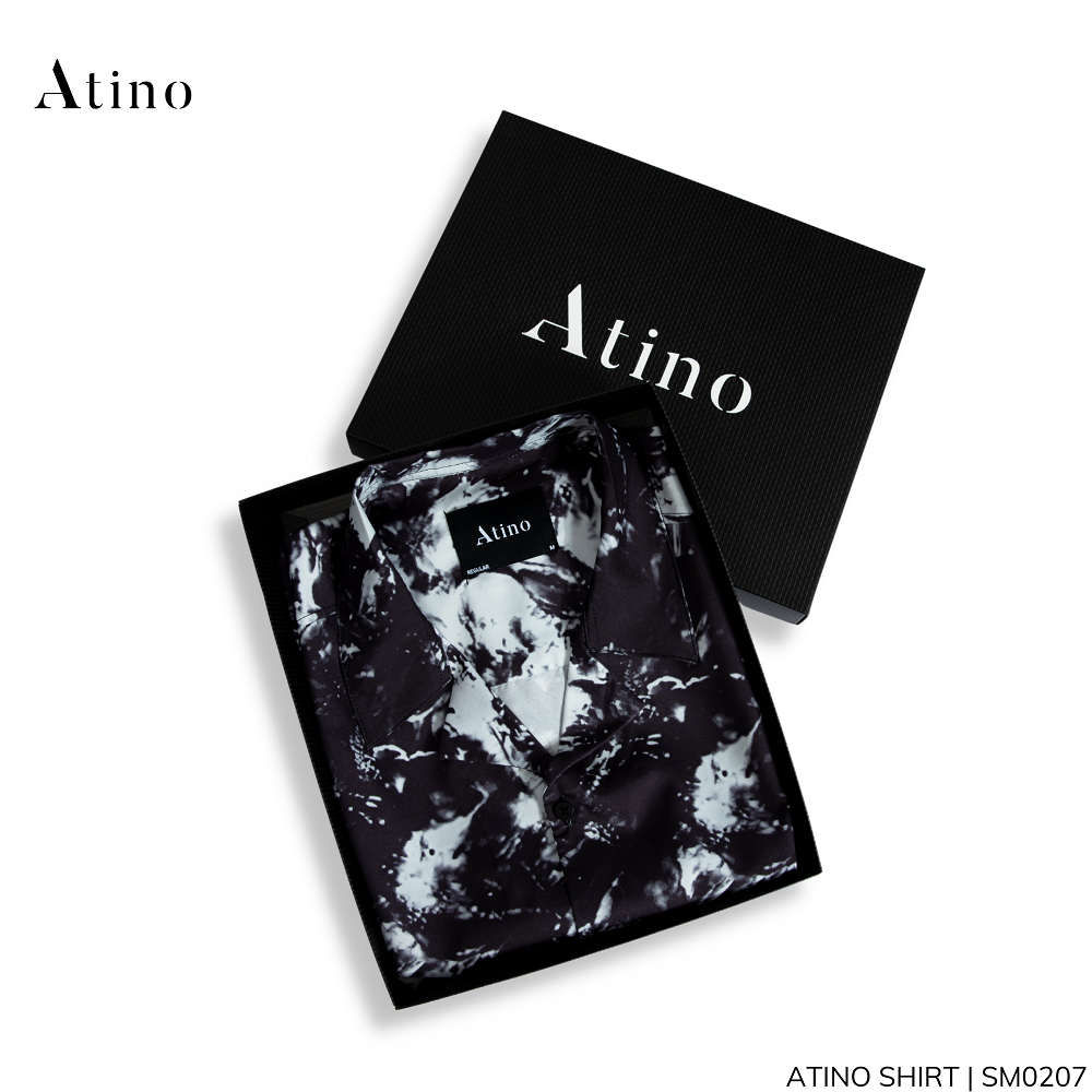 Áo sơ mi cộc tay nam HAT ATINO vải lụa form regular SM0207