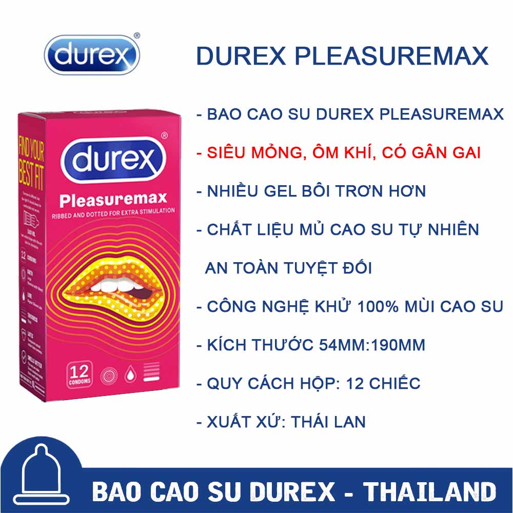 [Che tên] Bao cao su Durex siêu mỏng Fetherlite Ultima + Pleasuremax có gai