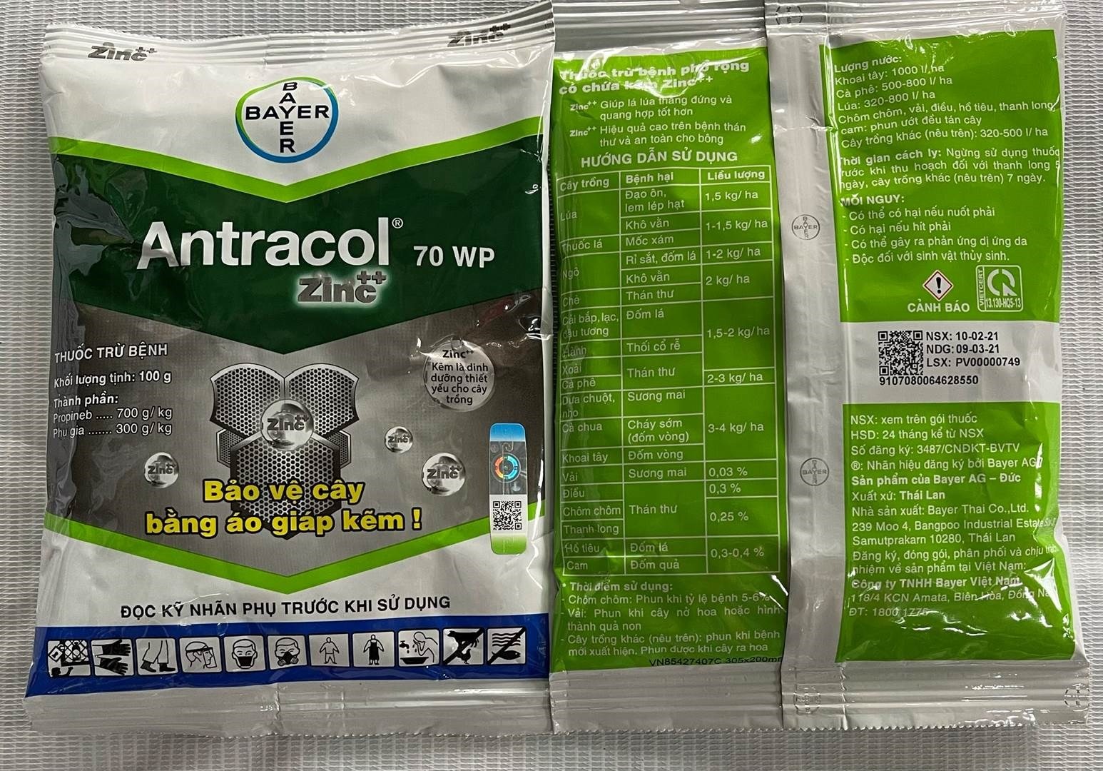 Thuốc trừ bệnh Antracol 70WP- 100gr Áo giáp Kẽm bảo về cây trồng toàn diện