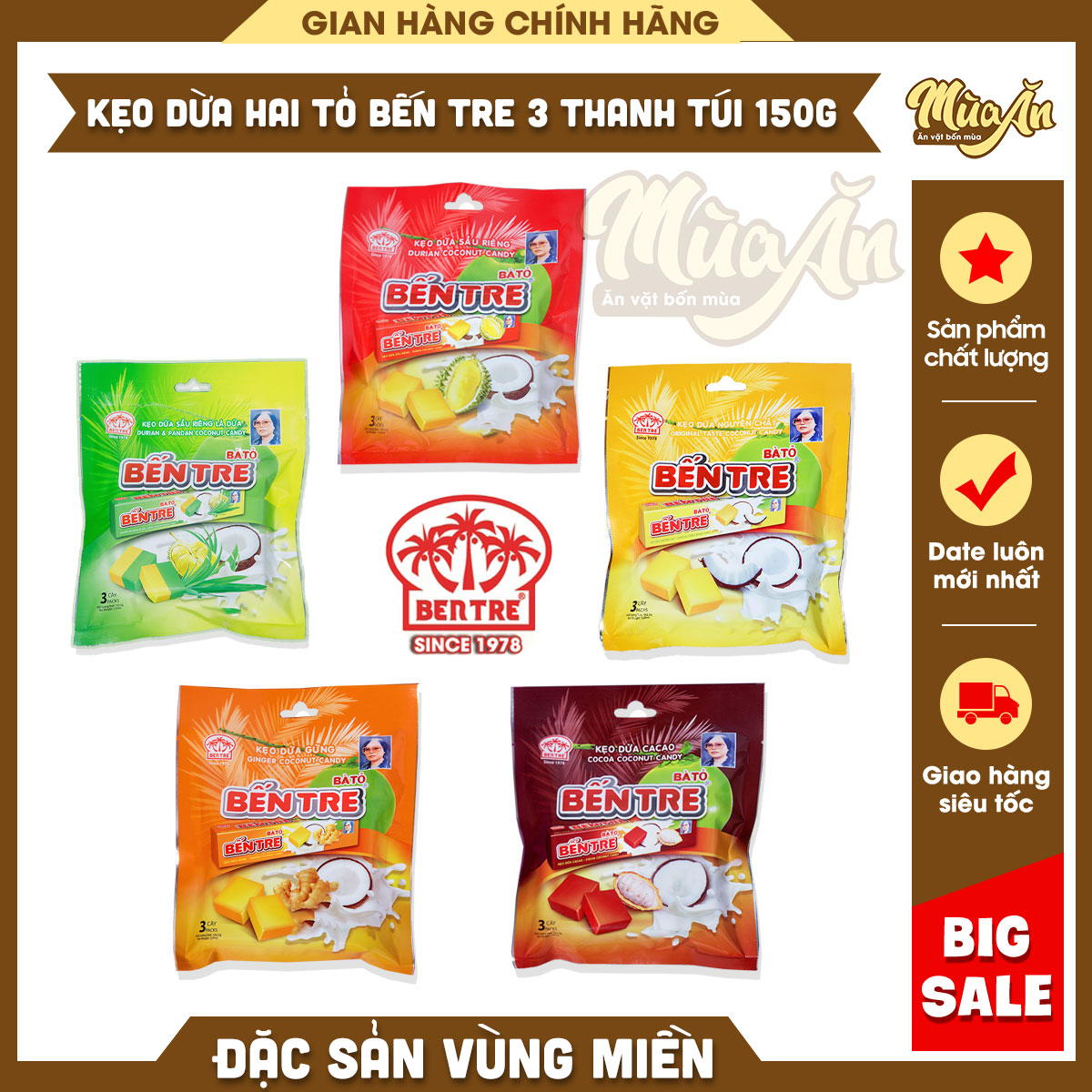 Kẹo dừa Hai Tỏ túi 150g Bến Tre
