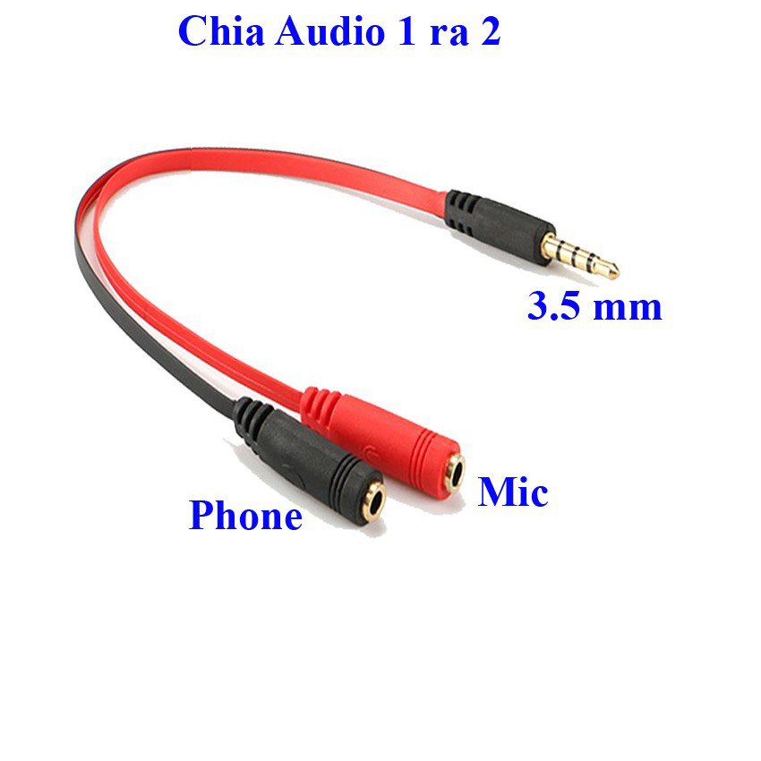 Cable 3.5mm đực ra 2 đầu 3.5mm cái cho Micro và Headphone
