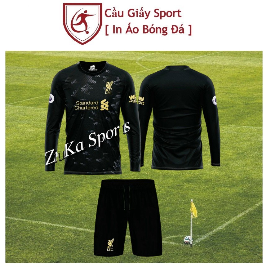 Áo Bóng Đá Dài Tay CLB Liverpool Đen - Vải Thun