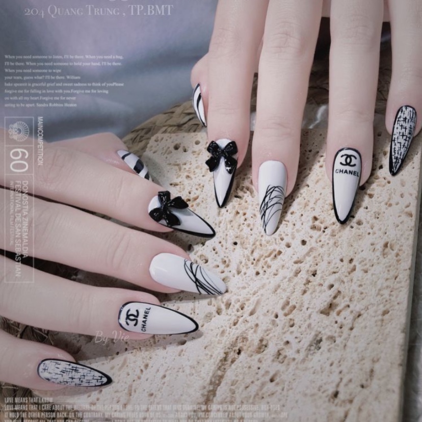 Charm Nơ Trắng, Đen, Phụ Kiện Trang Trí Móng - Mini Nails