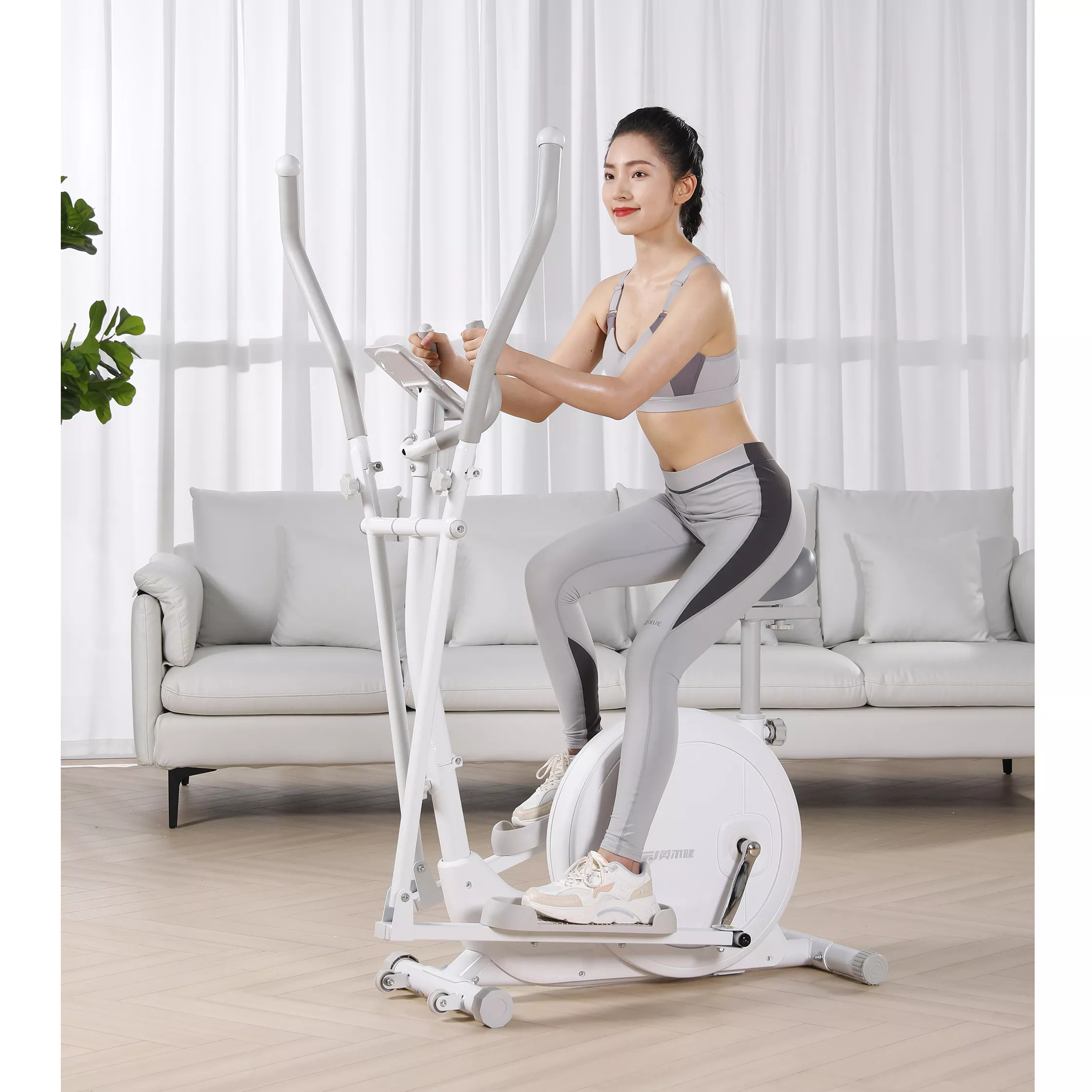 Máy đạp xe tập thể dục elip Phiên Bản Mới 2024, xe đạp tập thể dục gấp gọn, xe đạp trong nhà có đồng hồ nhịp tim, calo, quãng đường, thời gian