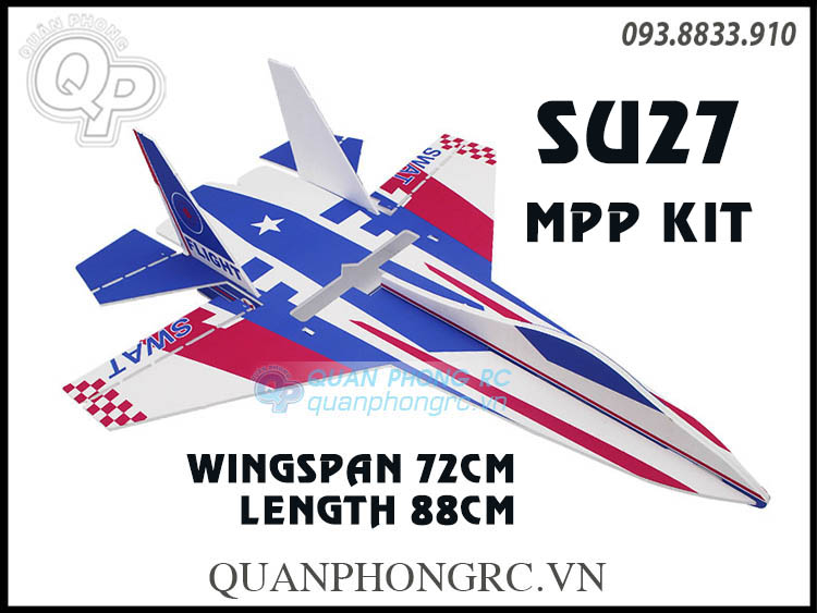 Kit Máy Bay Su 27 MPP Sải 72cm Dẻo Bao Đập (Không Gồm Đồ Điện)