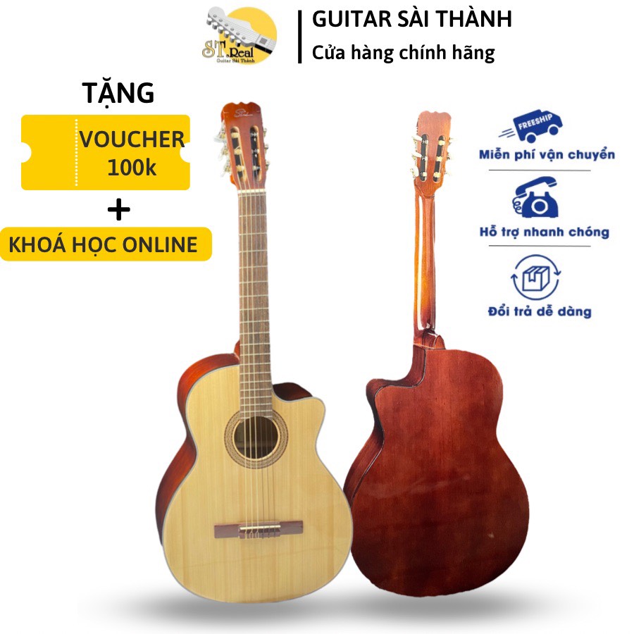 Miễn Phí Ship Đàn guitar classic gỗ hồng đào dáng khuyết