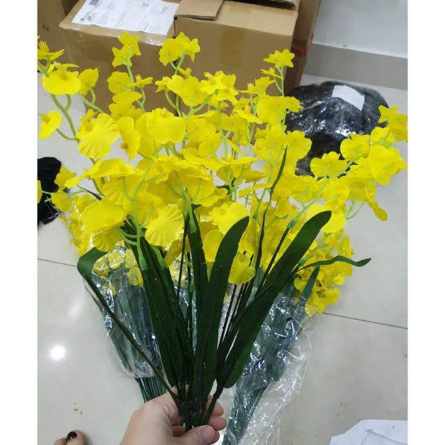 Hoa lan vũ nữ giả hoa lụa bó 10 cành