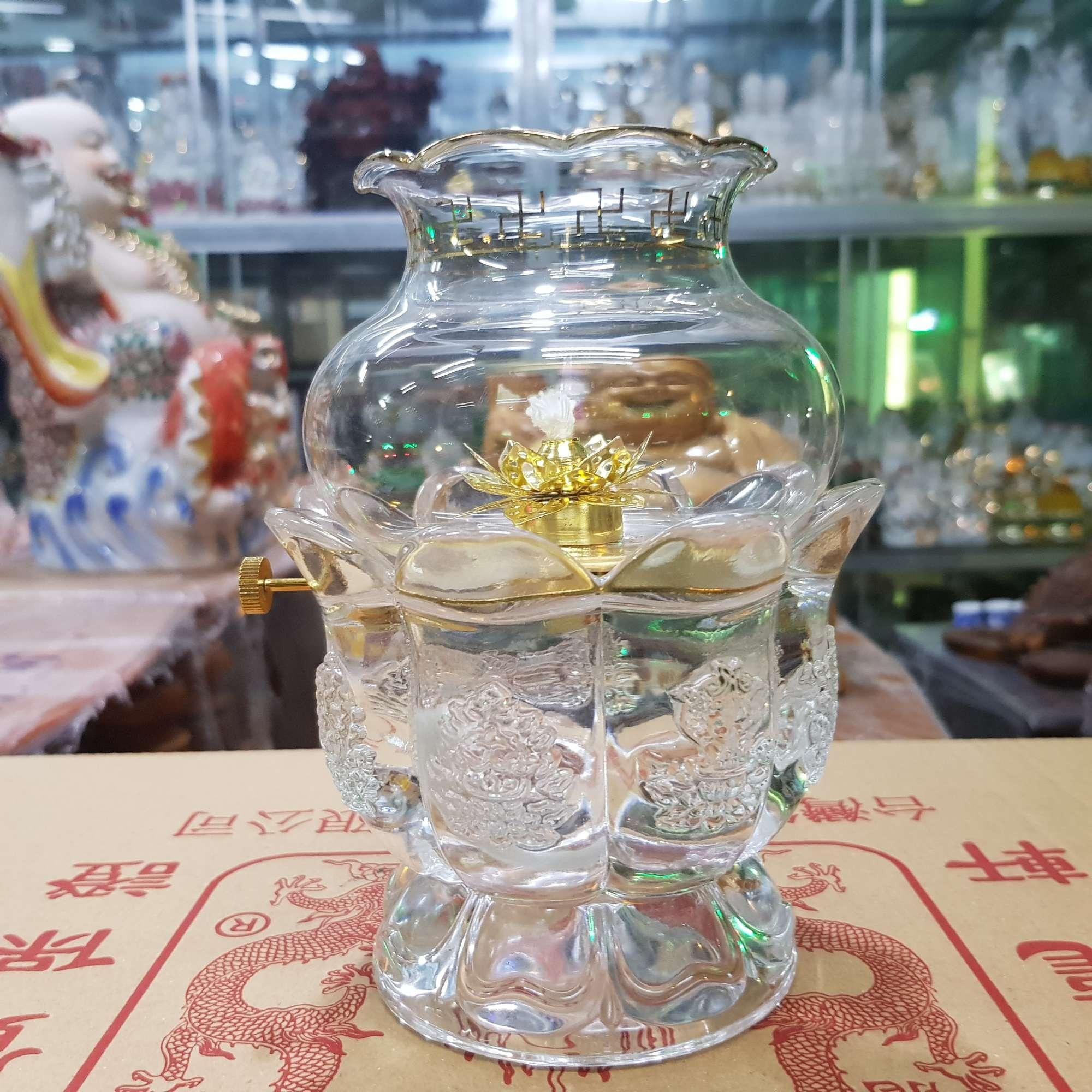 [HCM]Đèn thờ đốt dầu lưu ly cát tường cao 14 cm