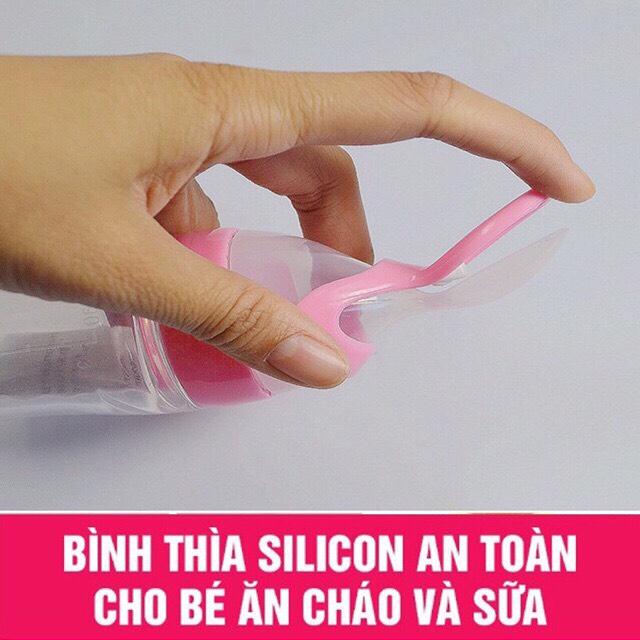 [HCM]Bình Thìa Ăn Dặm Silicon Siêu Mềm  Cho Bé (bình tập ăn)