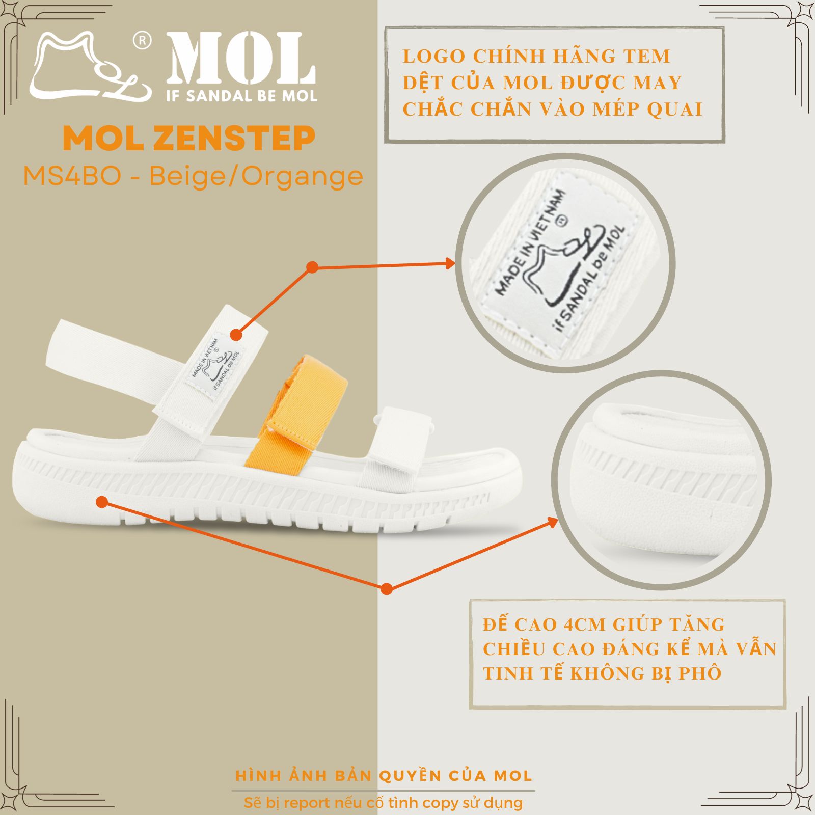 Sandal nam nữ unisex MOL Zenstep MS4 3 quai ngang