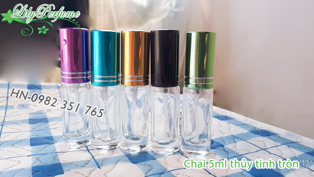 Lọ chiết nước hoa 5ml thủy tinh tròn siêu dày