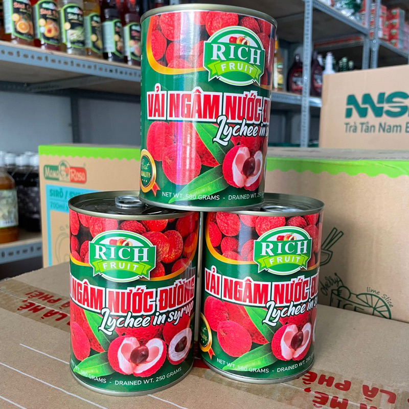 Vải ngâm đường Rich - Lon 565gr