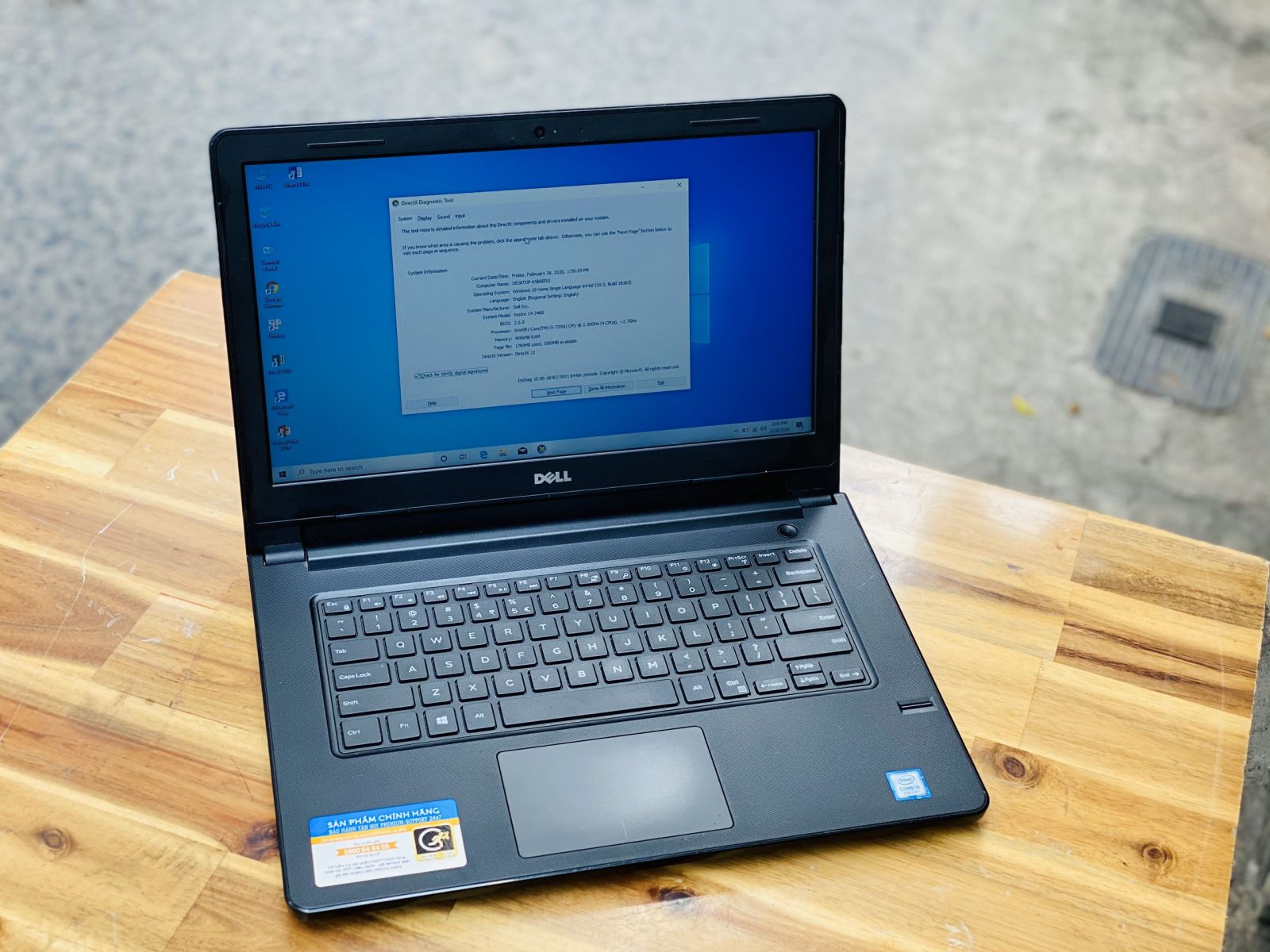 Dell vostro 3468 core i5 7200u ram 8gb ssd 256gb 14inch giá rẻ