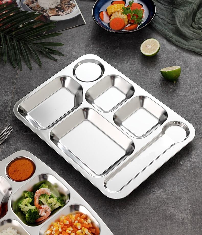 Khay Cơm Văn Phòng inox 304 6 Ngăn Tiện Dụng (Xước nhẹ)