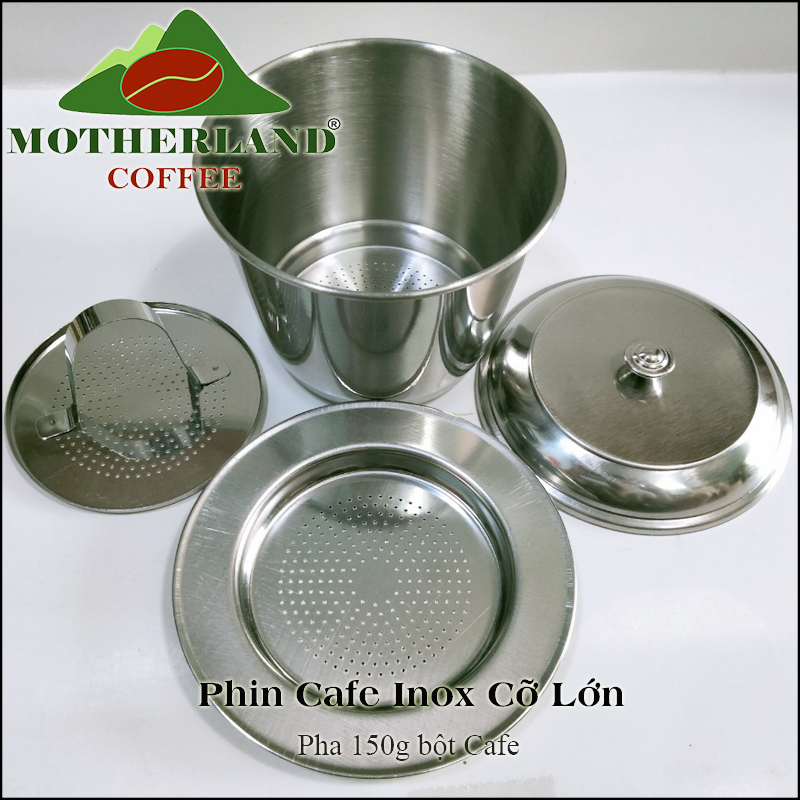 Phin cà phê inox lớn pha 150g bột cafe (Phin 14)