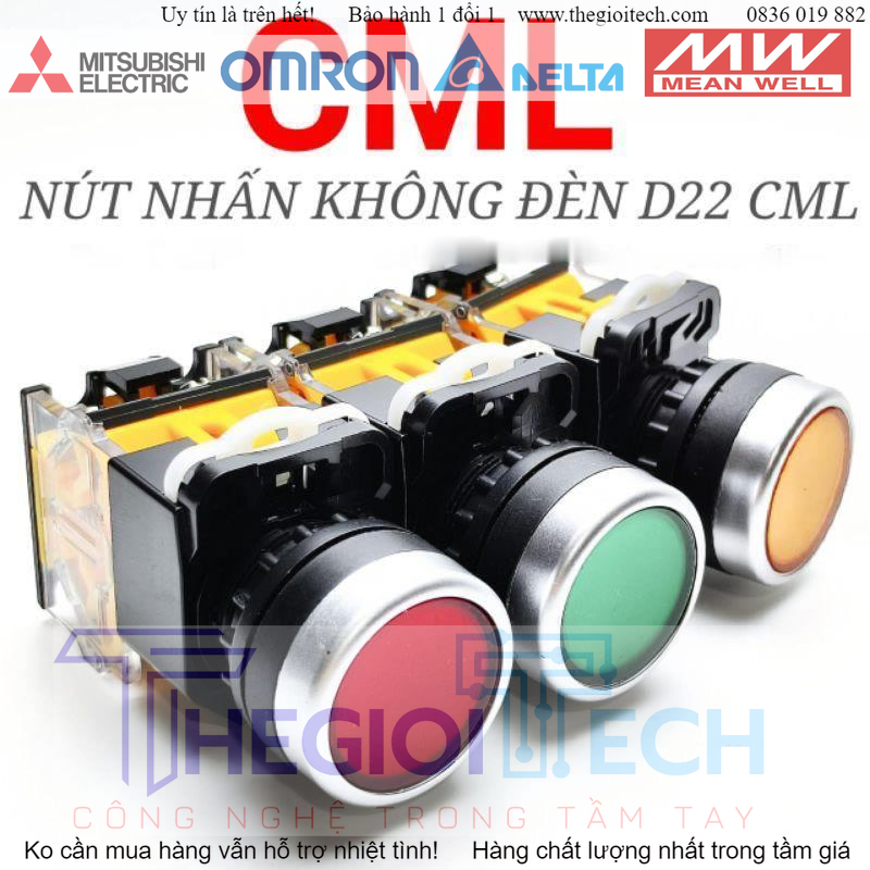 Nút nhấn không đèn cml cao cấp d22 nút nhấn nhả, nút nhấn tự giữ la39-11