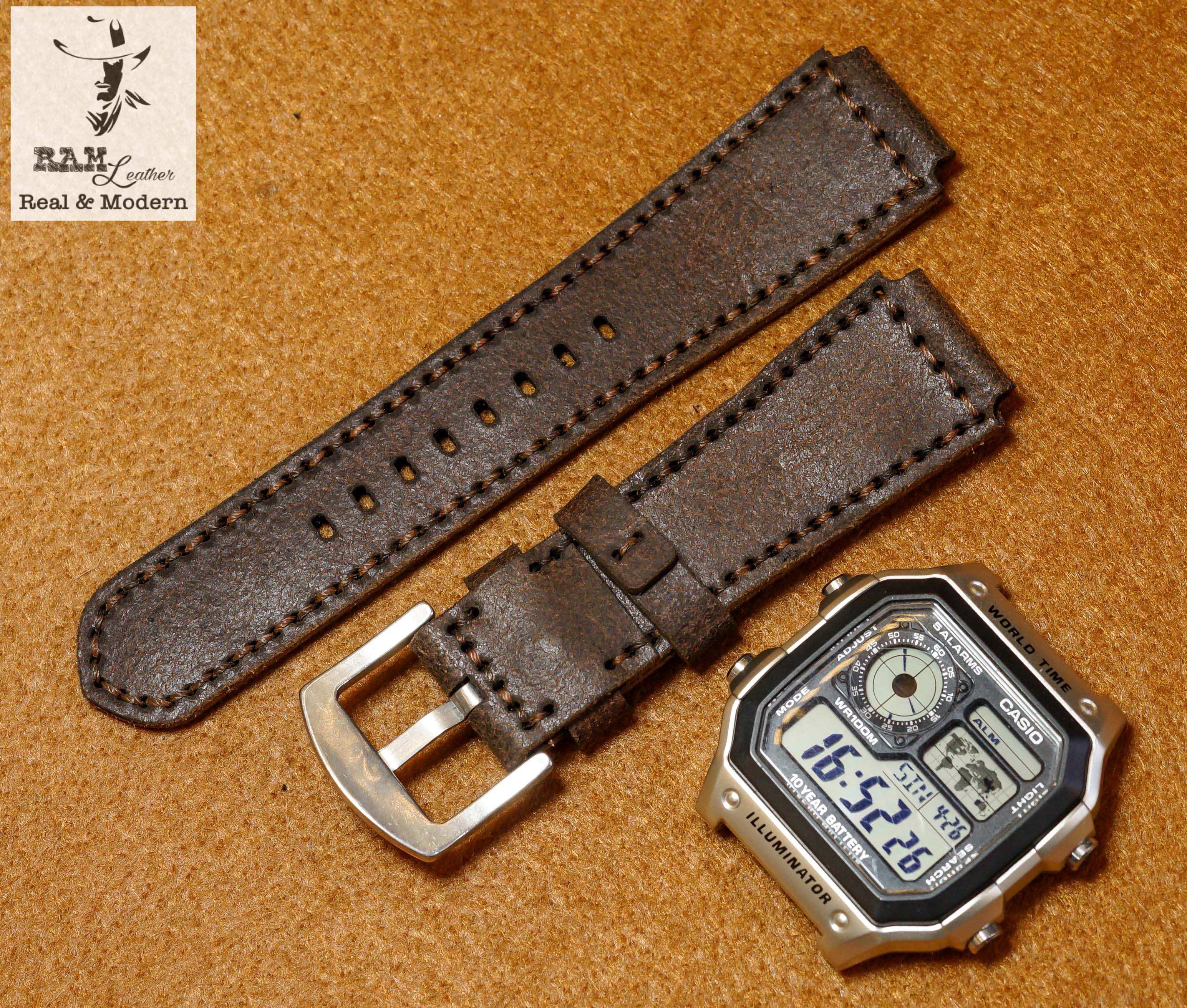 WATCH STRAPS DOUBLE COW LEATHER REAL