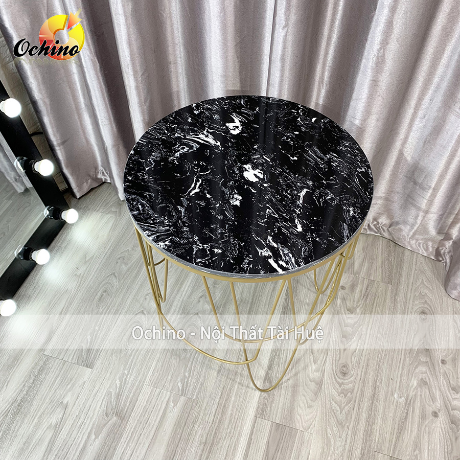 (FREESHIP) Bàn Trà Tròn Sofa Mặt Đá Sang Chảnh Mẫu Mới ( Sẵn 2 Mầu Đen Và Trắng)