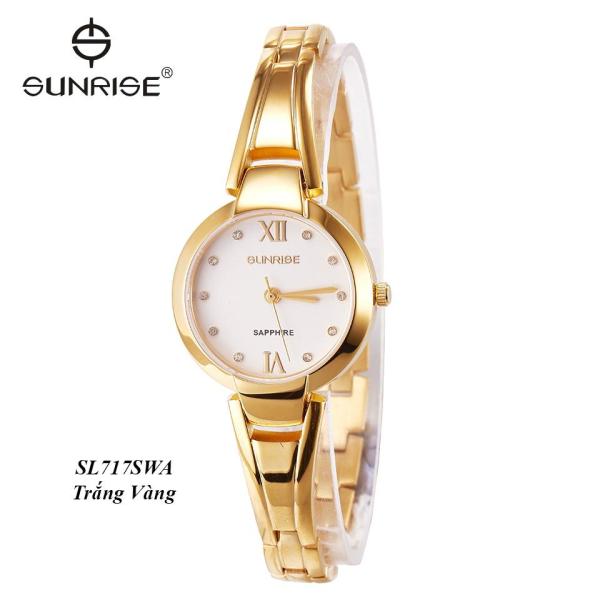 Đồng hồ nữ lắc tay Sunrise SL717SWA Fullbox kính Sapphire chống xước (Trắng Vàng)