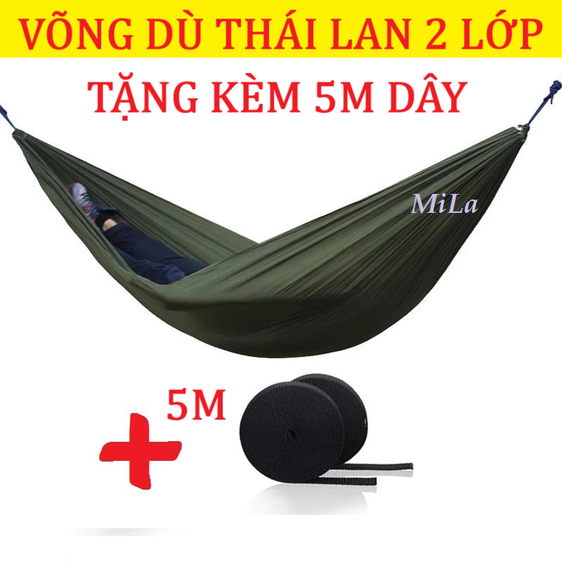 [HCM]Võng Dù Thái Lan 2 Lớp Kèm 5M Dây Dù
