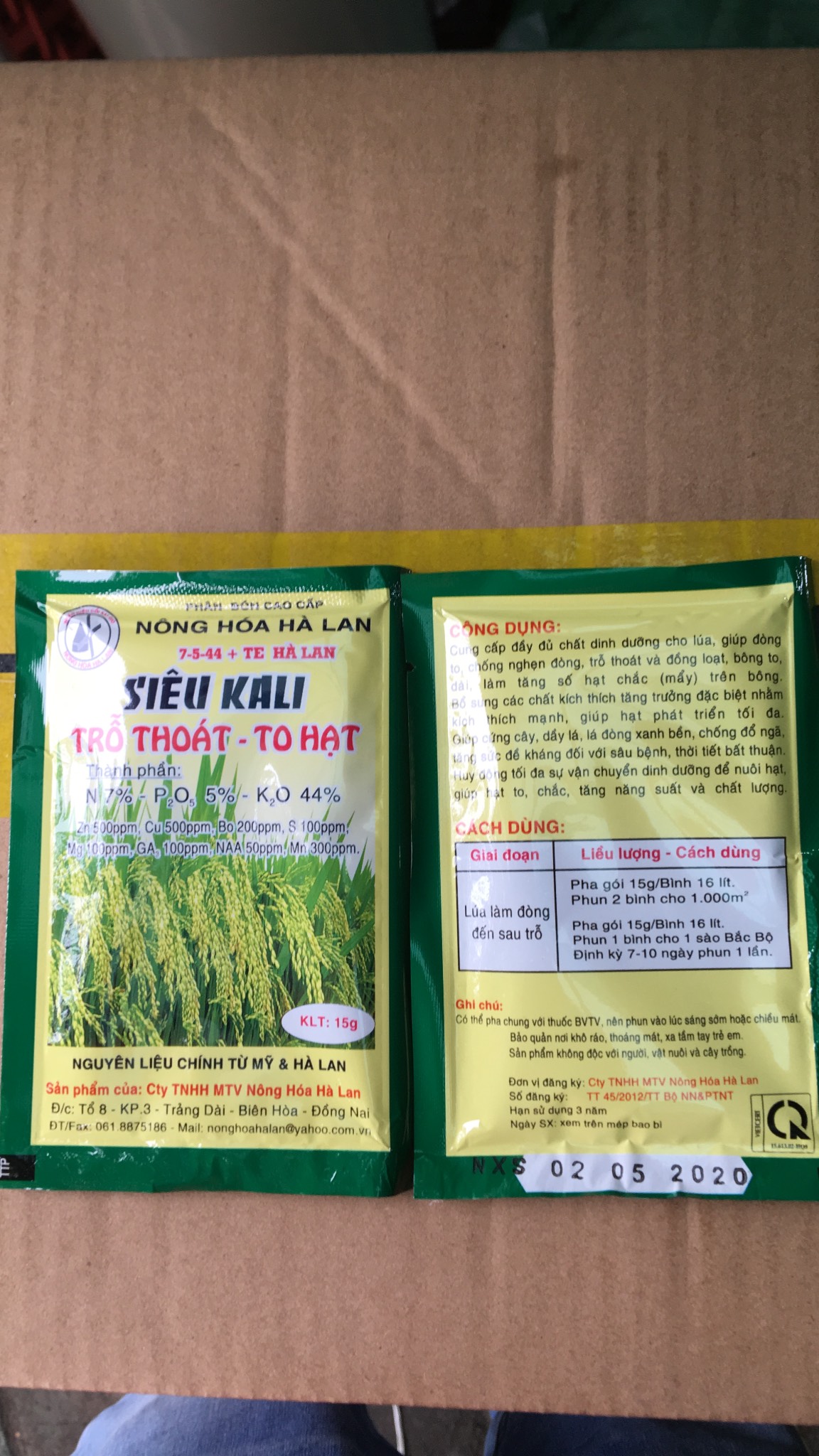 COMBO 02 Gói Phân bón cao cấp Siêu Kali 7-5-44+te gói 15gr