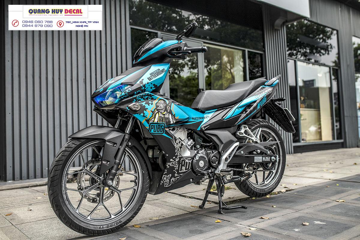 Tem trùm xe máy WINNER X thiết kế PUBG xanh đen - chế tem xe máy WINNER X thiết kế theo yêu cầu - Tem xe máy WINNER X rẻ đẹp và chất