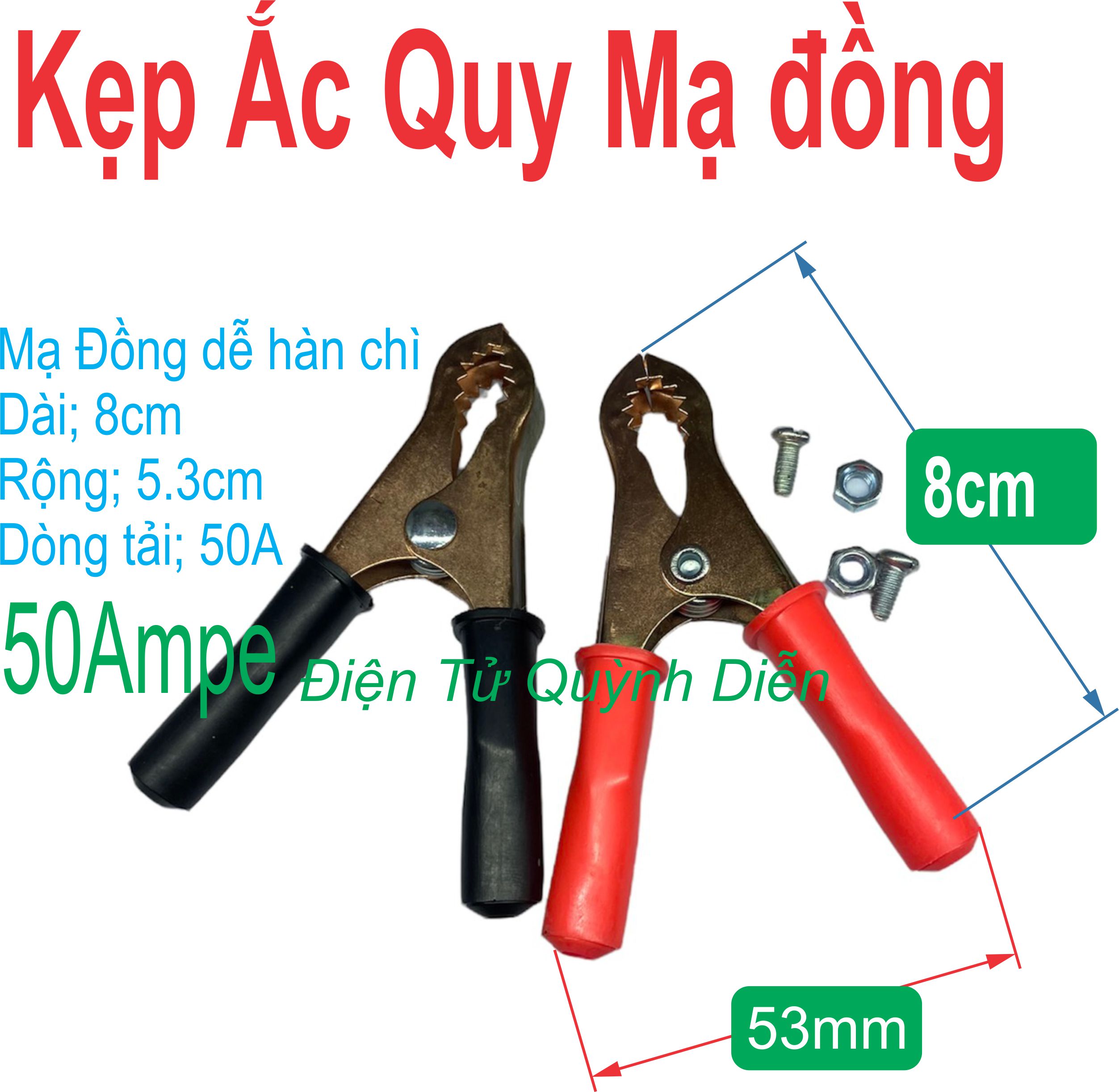 Kẹp Ắc Quy mạ đồng 50Ampe Đỏ Đen