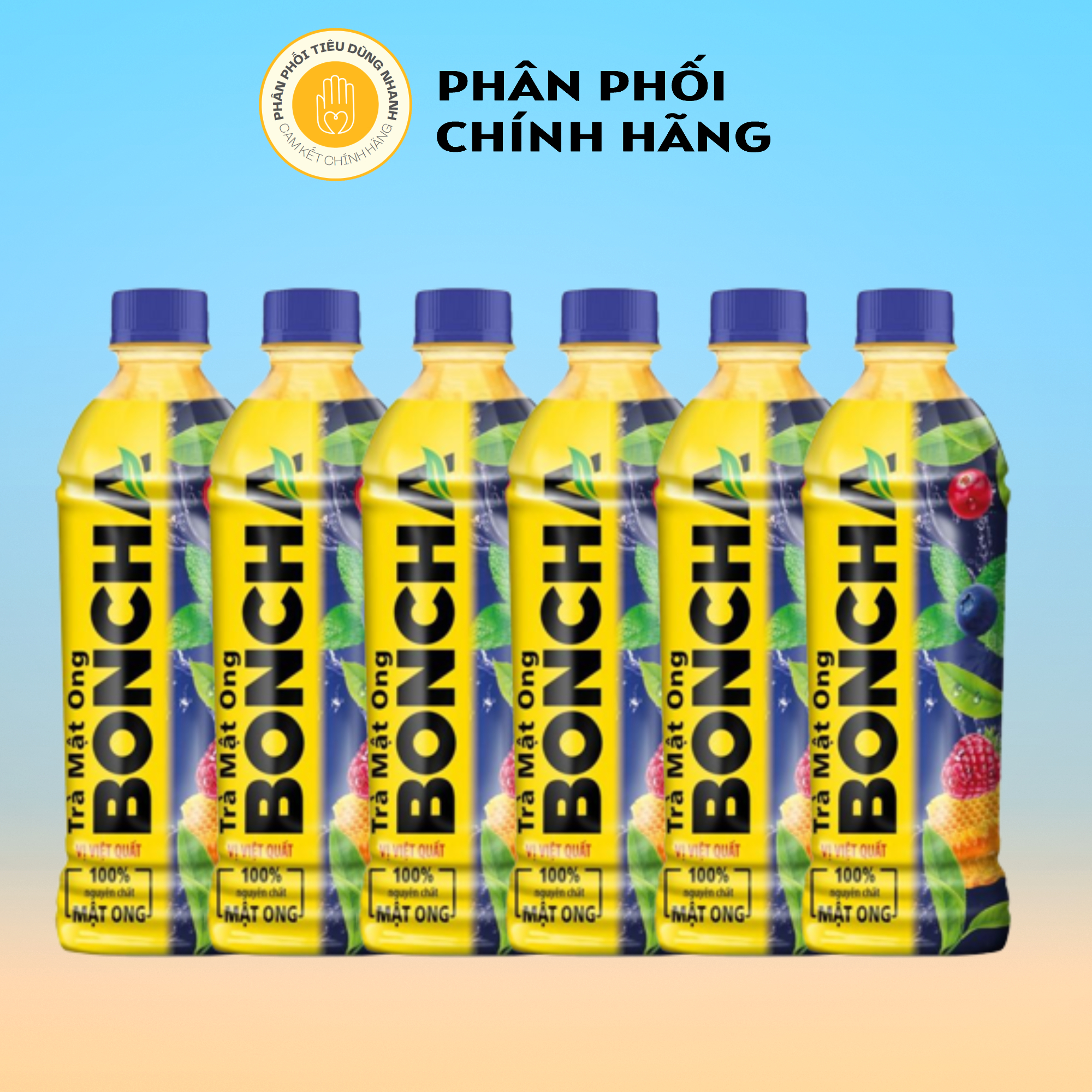 Lốc 6 Chai Nước Giải Khát Trà Mật Ong Nguyên Chất Boncha 450ml